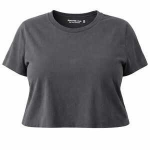 Abercrombie Cropped T Shirt Black Minimalist Casual Top - Size XXL